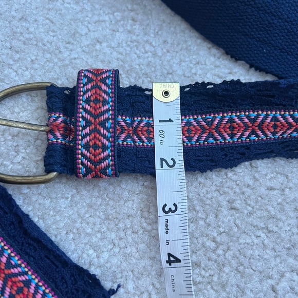 Woven‎ Belt Boho Hippie Festival Brass Buckle Accent Belt Size 1 - Picture 5 of 10